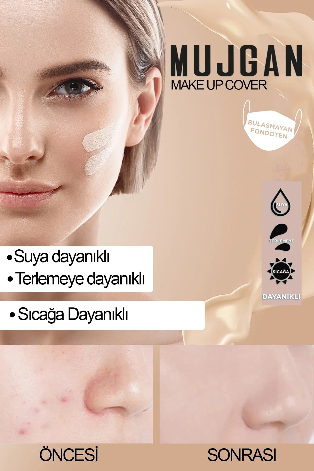 Porselen Fondöten Kapatıcı 90Ml Kapatıcı Krem Fondöten Suya Dayanıklı Gün Boyu Kalıcı Kapatıcı Fondöten