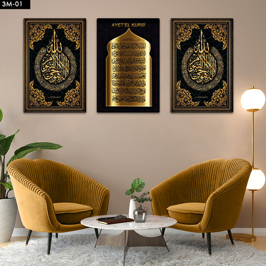 3'lü Set Solmaz DİNİ TABLO MODELLERİ Çizim 3 MDF Tablo